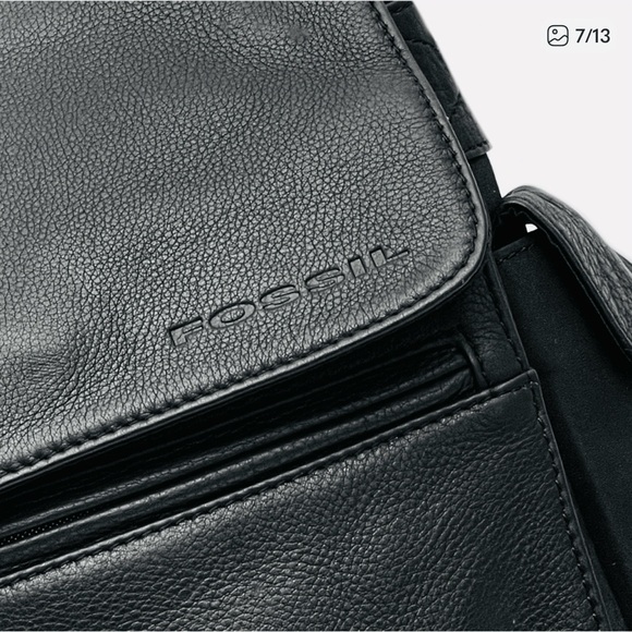 Fossil Black Leather and Nylon Messenger Bag - Picture 6 of 13